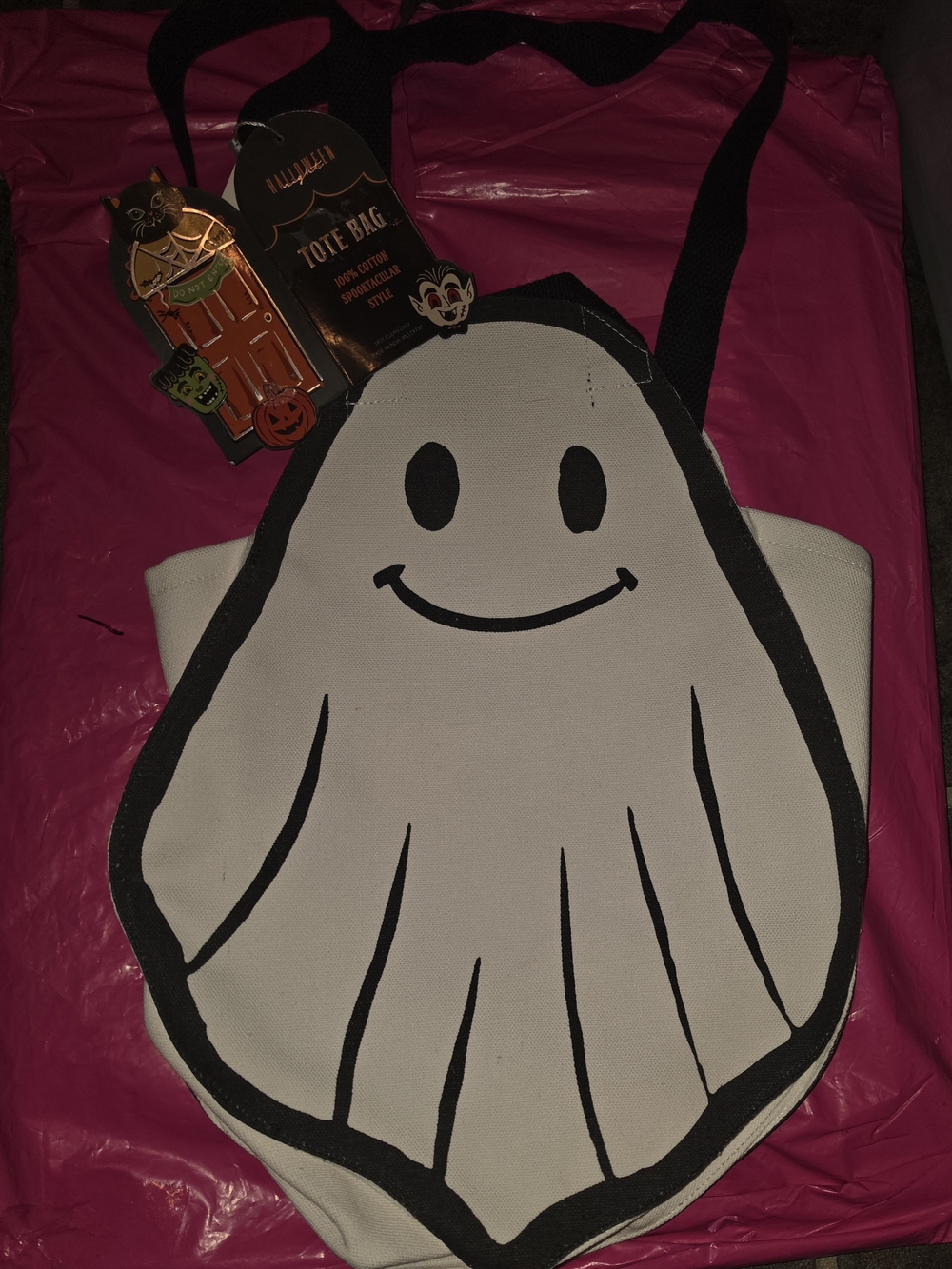 Smiling Ghost Tote Bag - White